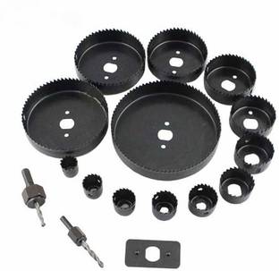 Inditrust Heavy 16pcs Hole saw set Premium Carbon Steel Round wood Plastic cutting wheel