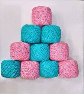 JOEJOE Embroidery Material Crochet Cotton Thread Yarn for Knitting (Light Blue -Pinky) Embroidery Hoop