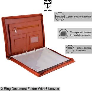 ZesTale Premium Leatherette 2 Ring Document Folder (With 6 leaves)