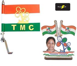 FLASHFULL All India Trinamool Congress Flag Double Sided Wind Car Dashboard Flag