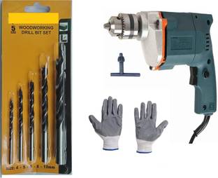 Gadariya King Tiger Electric 10mm 350W Rotary Drill Machine With 5PCS wood drill And Gloves Hammer Dri...