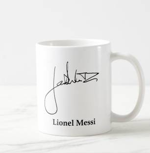 TheWhoop Lionel Messi Signature Design Ceramic/Cup ( 325 ml) Ceramic Coffee Mug