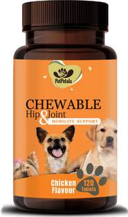 PetPetals Chewable Hip & Joint Chicken Flavor Dog Tablets for Skin & Digestive System Pet Health Supplements