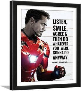 Iron Man Poster with Frame - Robert Downey Jr Frame - Tony Stark Quotes - Iron Man Poster Framed - Iron Man Quotes Frame - (13.5 X 10.5 Inches)… Paper Print
