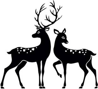 my celebrat 44 cm Two Black Deer Self Adhesive Sticker