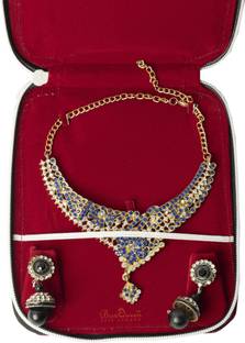 Box Queen Red Velvet Jewel Jewellery Zip Purse Pouch for Necklaces and Earring (pack of 2) Easy to Store Necklaces and Earrings (Half Set),Simple necklace zip pouch Vanity Box