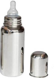 Crystal zone Steel Baby Feeding Bottle for Milk and Drinks with Silicon Nipple with Cover Feeder