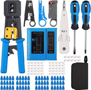 coolcold Crimp Tool Kit Pass Through Connectors Crimp Tool Kit Cat5 Cat5e Cat6 RJ45 Crimping Tool Manual Crimper