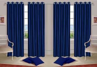 STAMEN 213 cm (7 ft) Polyester Semi Transparent Door Curtain (Pack Of 4)