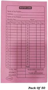 JSMSH Paper Attendance Card for Daily Payroll Wages Workmans