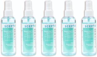 Sceptre Combo of 5 Scepto Rub H Non-Sticky Liquid hand Sanitizer for Rapid Sterilization Hand Sanitizer Pump Dispenser