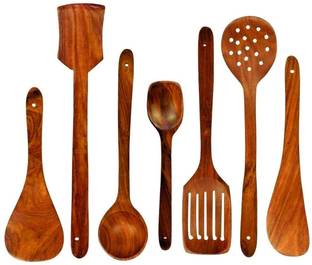 Estival craft Spatula Set of 7 Non-Stick Wooden Serving | Cooking Kitchen Spoon Kitchen Tool Set