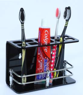 PLNJAR SS Railing Toothpaste Razor Holder for Bathroom, Use Office Desk Acrylic Toothbrush Holder