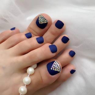 business venture 24 PC/Set MATTE TOE Reusable Artificial Nail Extension. BLUE