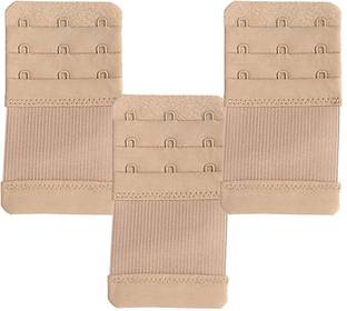 Wooger Premium Bra 3 Hook 3 Eye Extender (Beige, Pack Of 3) Hook Extender