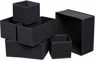 DOUBLE R BAGS No Smell Foldable Non-Woven Rectangle Storage Box Closet Cupboard with Drawers for Underwear Bras Socks Ties Scarves Drawer Divider