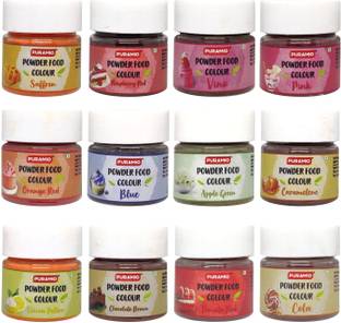 PURAMIO Powder Food Colours, 20g Each, (Pack of 12)- Multicolor