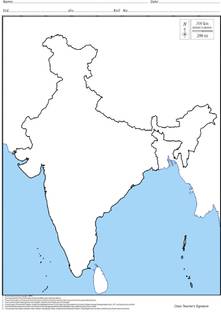 India Outline map (200 Nos)| A4 Size Multipurpose map For School/College Assignments/Projects/ Practical Paper Print