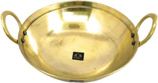 Nyra Brass (Pital) Handmade Kadai/ Kadhai/ Karahi for Cooking Kadhai 35.5 cm diameter 2.6 L capacity