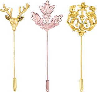 mahi Trendy Combo of Lion, Mapel Leaf and Deer Lapel Pin\Brooch Brooch