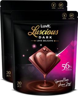 LuvIt Luscious Love Delights-Heart Shaped Dark Chocolate|Valentine's Gift Bars