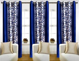 Red Hot 214 cm (7 ft) Polyester Semi Transparent Door Curtain (Pack Of 3)