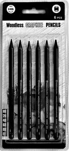 Prescent Woodless Charcoal Graphite Sketching Pencil for Artist (HB,2B, 4B,6B,8B, and EE) Pencil