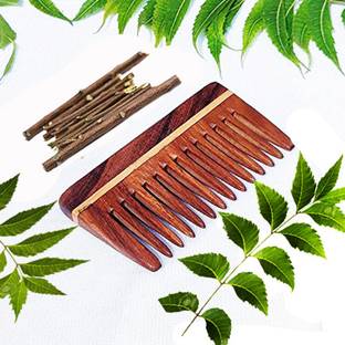 RUfiys Neem Wood Comb for Women & Men Hair Growth Dandruff Remover (Wide Tooth 10 Inch)
