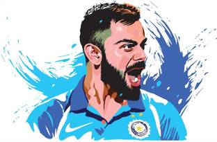 StickerYard 40 cm Virat Kohli Sports Self Adhesive Sticker