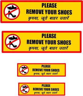 HindK Store 25.4 cm PLEASE REMOVE YOUR SHOES STICKER IN HINDI Self Adhesive Sticker