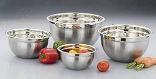AppEasy Stainless Steel Serving Bowl Stainless Steel Mixxing and Serving Bowl Set without Lid, 4,Pieces, Silver