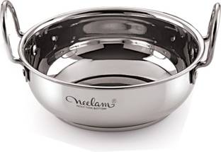 NEELAM Stainless Steel 12 (22G) Induction Bottom Kadai, 1500 ML Induction Bottom Cookware Set