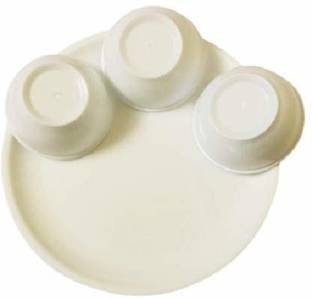 Everbuy Pack of 6 Plastic Unbreakable BPA-Free 2 Plates & 4 Bowls, Heating & Serving for Breakfast- White Dinner Set