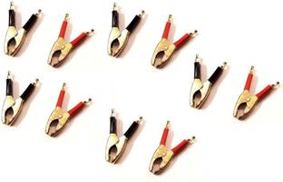 ERHIndia (Pack of 10 Pair) Battery Clip Heavy Duty Copper Crocodile Clips Probe and Tester Electronic Hobby Kit