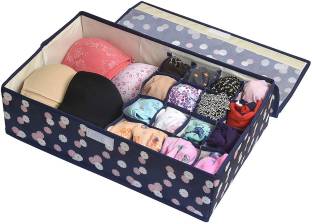 Urbanware Lingerie Organizer 15+1 Multi Compartment Cell Non-Smell Foldable Lingerie Storage Box With Lid Non-Woven Drawer Dividers for Bra Panty Scarfs Tie Underwear