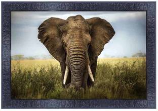 pnf Elephant Wall Painting Synthetic frame with Acrylic Sheet (Glass)11071 Digital Reprint 10.25 inch x 13.75 inch Painting