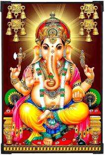 FURNATO Home Decor | UV Coated MDF Shree Ganesha Picture Painting Digital Reprint 12 inch x 8 inch Painting