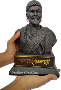 Vrusham Creations Chatrapati Shivaji maharaj statue Half Black Decorative Showpiece  -  28 cm