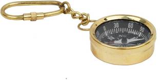 Vihaan Fashions Antique Brass Handcrafted Compass in Keychain Decorative Showpiece  -  10 cm