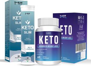 Vokin Biotech Keto Advanced 60 Caps With keto Slim Effervescent Water Soluble 20 Tab Free