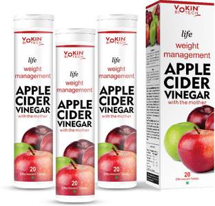 Vokin Biotech Apple Cider Vinegar 20 Effervescent Tablets Weight loss & Boost Immunity pack of 3
