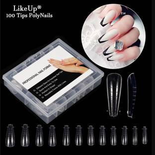 LikeUp Clear Full Cover Polygel Nail Tips UV Gel Tool Dual Acrylic Nail Extension Transparent Clear