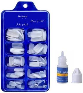 Hudabird Empress Curve 100 Artificial Nails With Glue White
