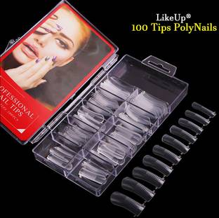 LikeUp 100Pcs/Box Clear Dual Forms Nails System Full Cover Quick Building Gel Mold Tips Transparent