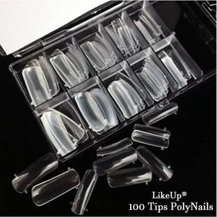 LikeUp 100pcs/box Transparent Poly Nails Full Coverage 10 Sizes Nail Extension Transparent