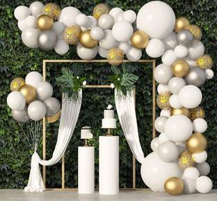 R G ACCESSORIES Solid White golden Balloon Garland kit 45pcs for birthday, Wedding, engagement Balloon