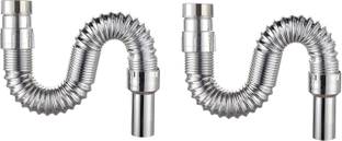 Prestige Chrome Plated Waste Pipe 1-1/4" for Kitchen Sink Waste Drain Hose -Set of 2pc Spout Faucet