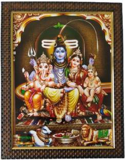 SVC Handicrafts Lord Shiva Family Shiva Parivar Photo Frame for Pooja Religious Frame
