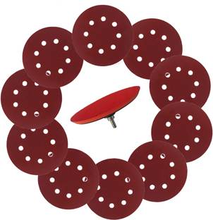 DUMDAAR 7inch Backing pad and Bolt with 10 Pcs 7inch Sand Papper Round Sand Paper velcro disc (Pack of 12) Emery Sandpaper