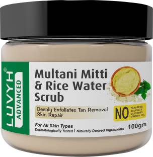 LUVYH Multani Mitti Rice Water Face Scrub (100g) Blackheads and Whiteheads Removal Scrub